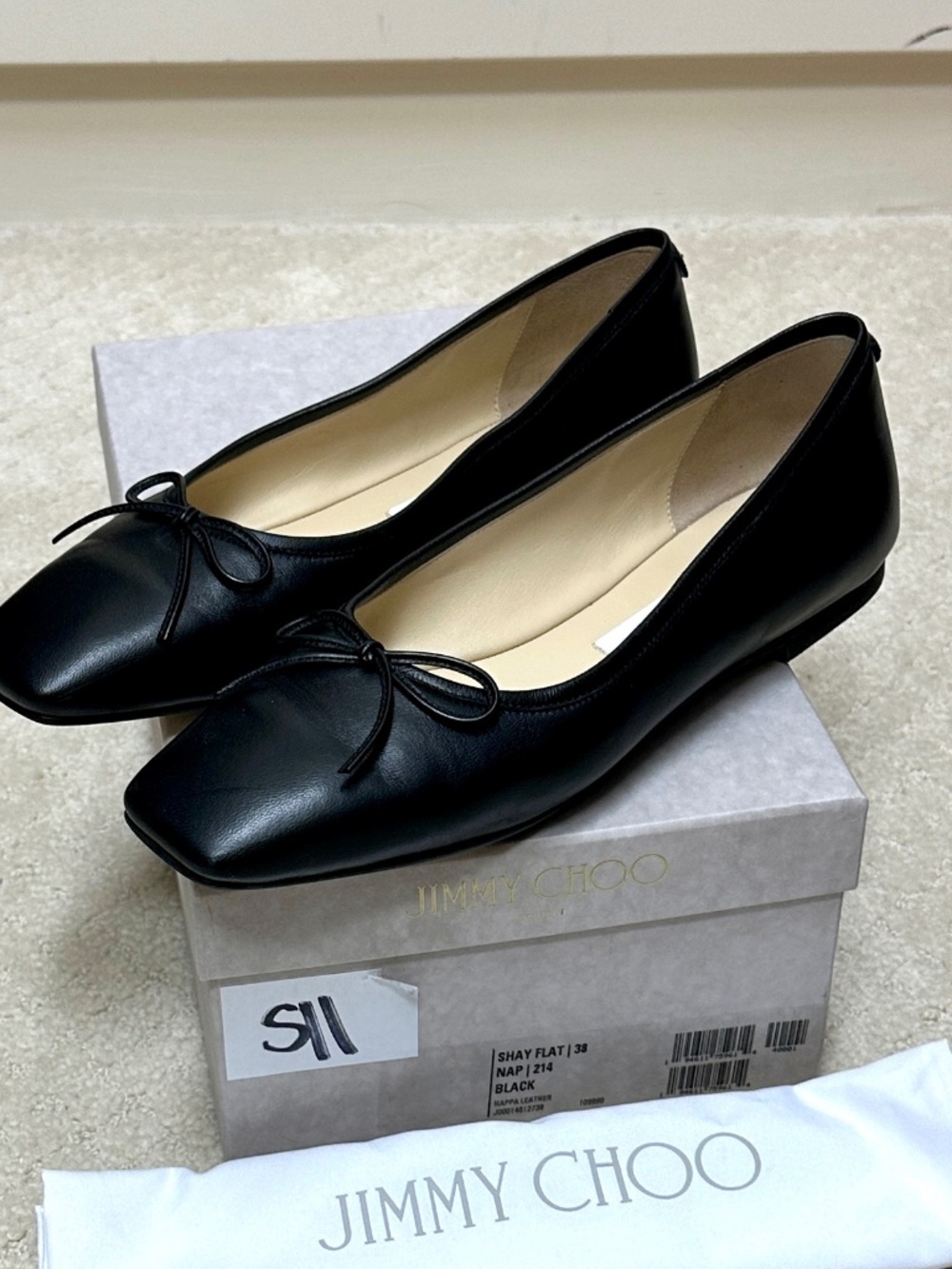 Jimmy Choo Shay flat black size 38 - Picture 2 of 5